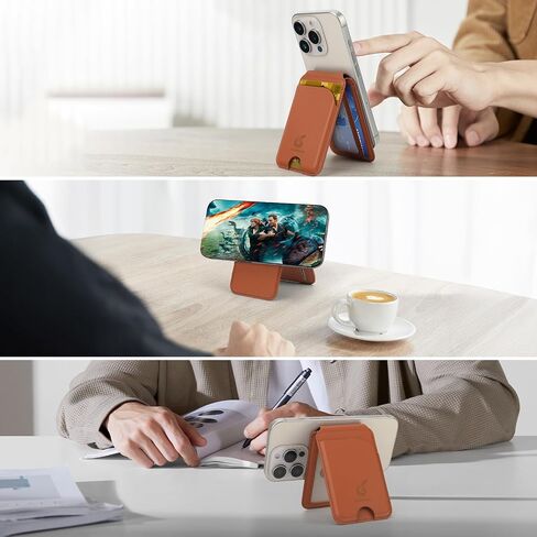 لمحفظة Magsafe لـ iPhone 16/15/14/13/12 - محفظة Flocking RFID مع نافذة معرف ومغنطة ، يحمل 3 بطاقات (بنية) in Kuwait