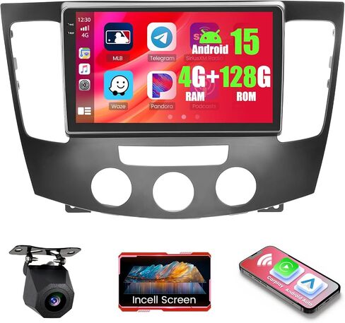 4+128GB Android 15 Car Radio for Hyundai Sonata Transform (Manual A/C) 2009 Wireless Carplay Android Auto, Realdio 9" In-Cell Touch Screen Stereo for Transform with WiFi BT GPS FM/RDS EQ Backup Camera in Saudi Arabia