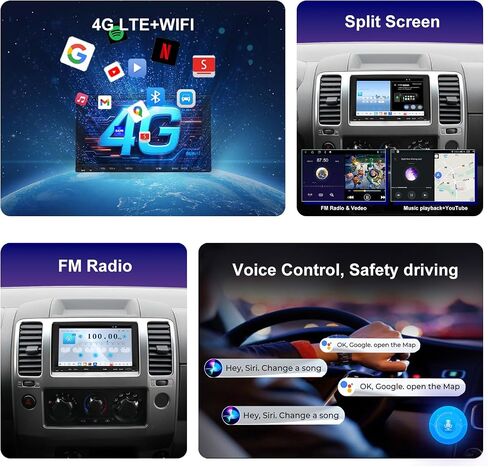 Qled Radio for Nissan Frontier Xterra 2005 2006 2007 2008 ترقية ، استبدال ستيريو شاشة اللمس ، Carplay Android Auto ، شبكة 4G LTE ، كاميرا مجانية in Kuwait
