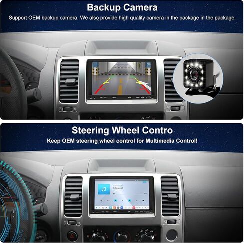 Qled Radio for Nissan Frontier Xterra 2005 2006 2007 2008 ترقية ، استبدال ستيريو شاشة اللمس ، Carplay Android Auto ، شبكة 4G LTE ، كاميرا مجانية in Kuwait