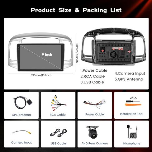 4+128GB Android 15 Car Radio for Hyundai Accent 2008-2011 Wireless Carplay Android Auto ، realdio 9 " in Saudi Arabia