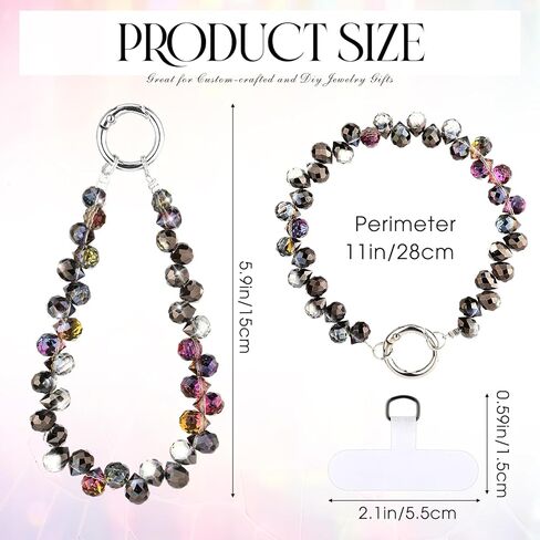 Quelay 4 Pack Beaded Phone Wrist Strap Crystal Phone Bracelet Strap with Tether Tab Cellphone Lanyard Short Hand Wrist Beads for Girl Women in Saudi Arabia