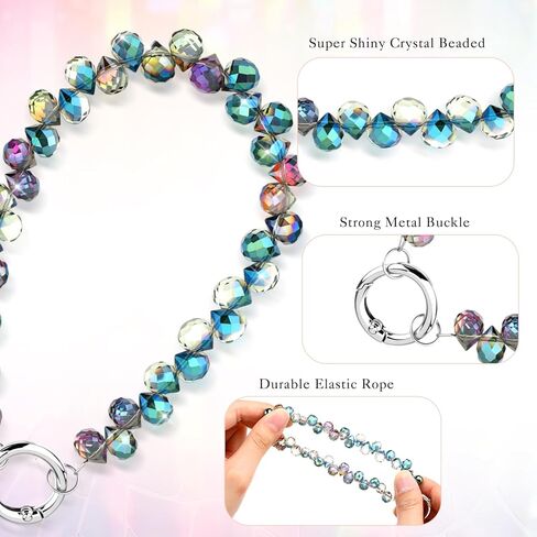 Quelay 4 Pack Beaded Phone Wrist Strap Crystal Phone Bracelet Strap with Tether Tab Cellphone Lanyard Short Hand Wrist Beads for Girl Women in Saudi Arabia