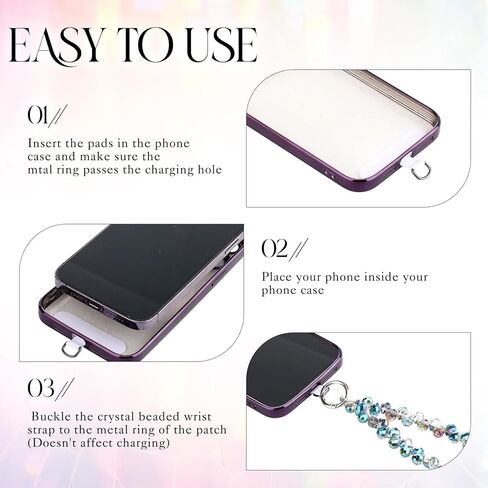 Quelay 4 Pack Beaded Phone Wrist Strap Crystal Phone Bracelet Strap with Tether Tab Cellphone Lanyard Short Hand Wrist Beads for Girl Women in Saudi Arabia