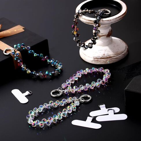 Quelay 4 Pack Beaded Phone Wrist Strap Crystal Phone Bracelet Strap with Tether Tab Cellphone Lanyard Short Hand Wrist Beads for Girl Women in Saudi Arabia
