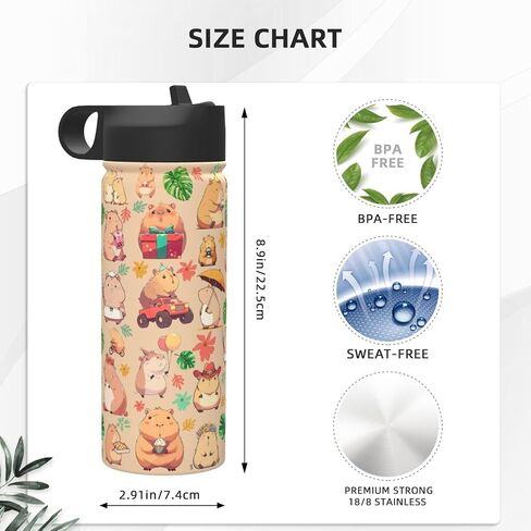Capybara Gifts Tumbler Water Bottle Capibara Stainless Steel Vacuum Insulated Bottle 18 Oz in Saudi Arabia