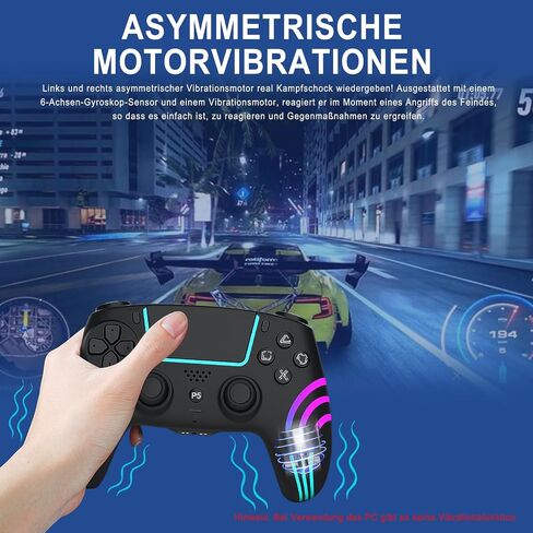 جهاز التحكم اللاسلكي Arikroii متوافق مع PS-5/Slim/Pro/PC/Steam Deck ، Gamepad مع 7 ألوان إضاءة RGB/الاهتزاز المزدوج/توربو/6 محور مستشعر/مقبس/بطارية قابلة للبرمجة (أسود) (أسود) in Kuwait