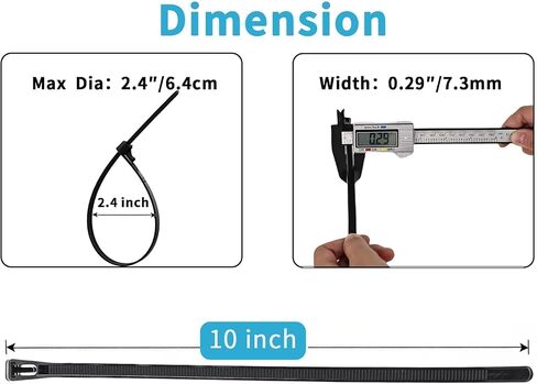 100 Pcs 10 inch Reusable Cable Ties, Cables Straps with 120 LBS Tensile Strength, Width 0.29 Inch/ 7.3 mm, Zip Ties Heavy Duty Outdoor in Saudi Arabia