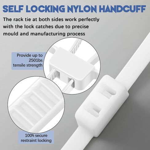 30 Pcs 27.5 Inch Heavy Duty Strong 250 Lbs Police Zip Tie Handcuff Nylon Cuffs Disposable Plastic Cable Tie (Black) in Saudi Arabia