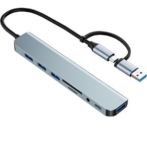 USB C/USB Hub Multiport Adapter,USB 3.0 Hub Aluminum 8 in 1 USB Splitter with SD/TF Card Reader,1 x USB 3.0, 3 x USB 2.0, 1 x USB C,and 3.5mm Audio Output for MacBook Pro Air,iPad Pro,Laptop in Saudi Arabia