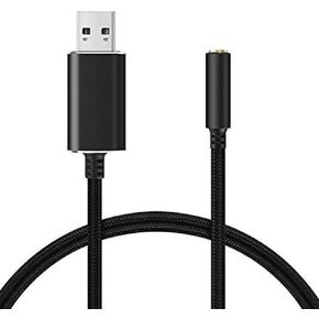 USB to 3.5mm Jack Audio Adapter with 3.5mm Headphone and Microphone Jack for, for, for, for PC/Laptops, Black, 500043134 in Kuwait