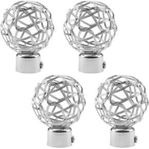 UFURMATE Curtain Finials, 2Pcs Silver Drapery Rail Pole Head Cap Decorative Window Curtain Rail End Metal Curtain Rod Pole Finials Ends, Inner Diameter 19mm/0.74" (Hollow Design) in Saudi Arabia