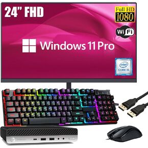 HP ProDesk 600 G4 Mini Desktop Computer with 24" Monitor, Intel Core i5-8500T 3.5GHz, 8GB RAM, 256GB SSD, Keyboard and Mouse, USB-C, WiFi & BT, Windows 11 Pro (Renewed) in Saudi Arabia
