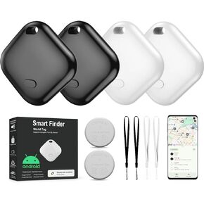 علامات تعقب الهواء لنظام Android （ليس لنظام iOS أو Huawei） Tracker Bluetooth لعلامة Tracking Smart Smart لـ Google Find My Device App Siteer لـ Backpack و Keys (White & Black-4pcs) in Kuwait