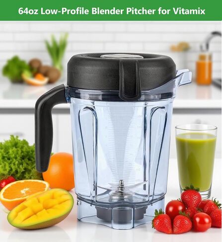 For Vitamix Blender Pitcher 64oz Low-Profile, Replacement Pitcher Container Jar Cup for Vitamix 750, 5200, 5000, 6300, 7500, A3500, Vm0102, Vm0103, Vm0197, E310 Classic/Explorian/Commercial Series in Saudi Arabia