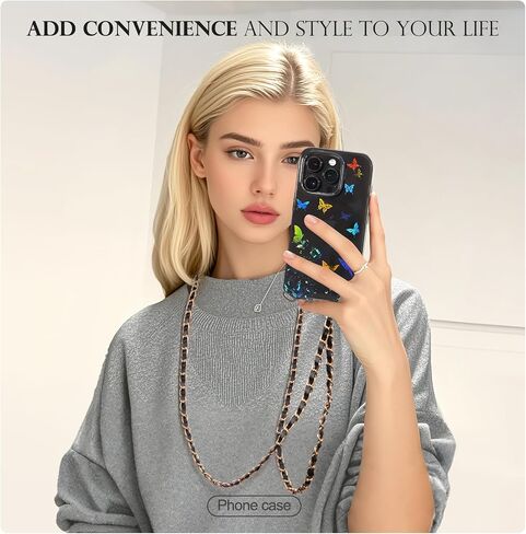 Timovo for iPhone 16 Pro Max Case مع حزام ، تغطية الهاتف الذكي TPU الناعم الشفاف مع حبل Crossbody القابل للإزالة ، الكربون الأسود in Saudi Arabia
