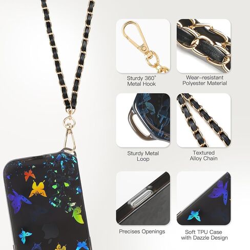 Timovo for iPhone 16 Pro Max Case مع حزام ، تغطية الهاتف الذكي TPU الناعم الشفاف مع حبل Crossbody القابل للإزالة ، الكربون الأسود in Saudi Arabia