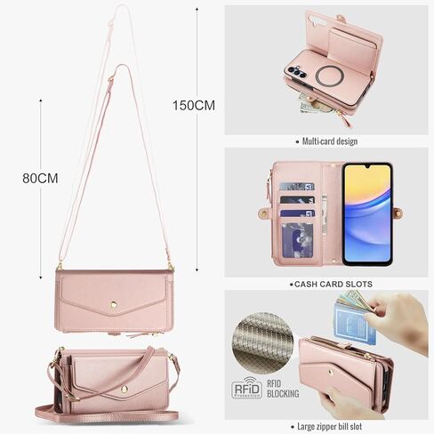 Asuwish Phone Case for Samsung Galaxy A36 5G Wallet Wallet متوافق مع Magsafe RFID Screen Screen Crossbody Lanyard حزام حامل بطاقة Slot Slot Slot Slot in Saudi Arabia