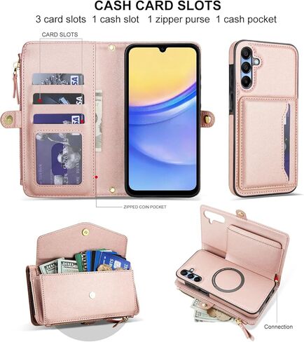 Asuwish Phone Case for Samsung Galaxy A36 5G Wallet Wallet متوافق مع Magsafe RFID Screen Screen Crossbody Lanyard حزام حامل بطاقة Slot Slot Slot Slot in Saudi Arabia