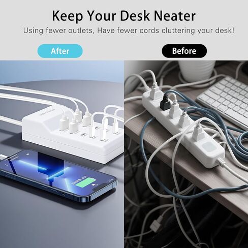 محطة شحن سطح مكتب USB 8 ، مناسبة لشحن أجهزة متعددة في وقت واحد ، متوافقة مع الهواتف المحمولة والأجهزة اللوحية وسماعات Bluetooth وأجهزة شحن USB الأخرى in Kuwait