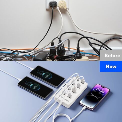محطة شحن سطح مكتب USB 8 ، مناسبة لشحن أجهزة متعددة في وقت واحد ، متوافقة مع الهواتف المحمولة والأجهزة اللوحية وسماعات Bluetooth وأجهزة شحن USB الأخرى in Kuwait