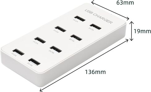 USB 8 Port Desktop Portable Charging Station, Suitable for Charging Multiple Devices simultaneously, Super Compatible with Mobile Phones, Tablets, Bluetooth Earphones, and Other USB Charging Devices in Saudi Arabia