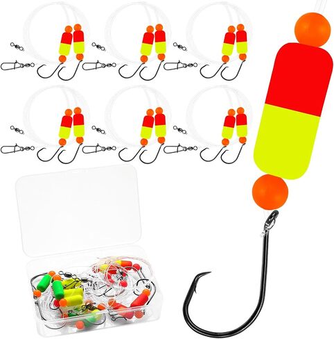 Pompano Rig Saltwater Surf Fishing Parcs-منصات زعيم مزدوجة قطرة مع السنانير ، العوامات ، الخرز والمفاجئة-معالجة طرفية سهلة مسبقًا لبومبانو ، وايتنج ، والأسماك الحمراء in Kuwait