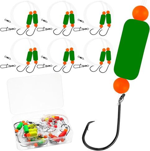 Pompano Rig Saltwater Surf Fishing Parcs-منصات زعيم مزدوجة قطرة مع السنانير ، العوامات ، الخرز والمفاجئة-معالجة طرفية سهلة مسبقًا لبومبانو ، وايتنج ، والأسماك الحمراء in Kuwait