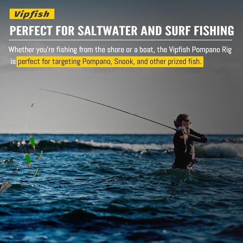 Pompano Rig Saltwater Surf Fishing Parcs-منصات زعيم مزدوجة قطرة مع السنانير ، العوامات ، الخرز والمفاجئة-معالجة طرفية سهلة مسبقًا لبومبانو ، وايتنج ، والأسماك الحمراء in Kuwait