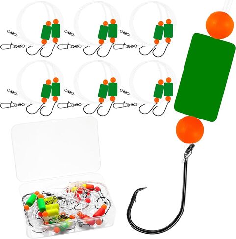 Pompano Rig Saltwater Surf Fishing Parcs-منصات زعيم مزدوجة قطرة مع السنانير ، العوامات ، الخرز والمفاجئة-معالجة طرفية سهلة مسبقًا لبومبانو ، وايتنج ، والأسماك الحمراء in Kuwait