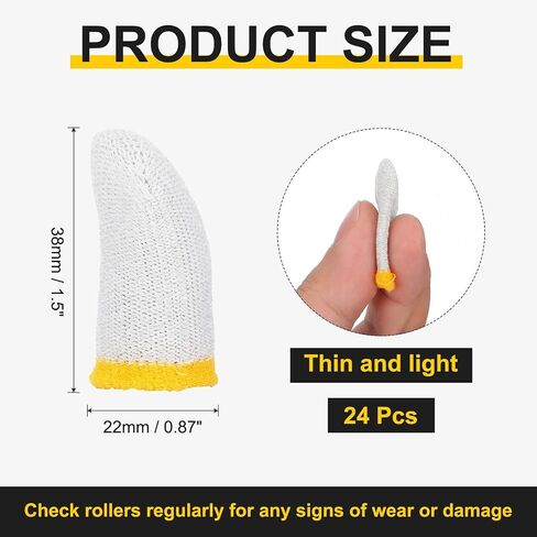 PATIKIL Controller Finger Thumb Sleeve, 24 Pack Mobile Gaming Finger Sleeve Fiber Tip Gloves Anti-Sweat Breathable for Phone Game Touchscreen Devices, White/Yellow in Saudi Arabia