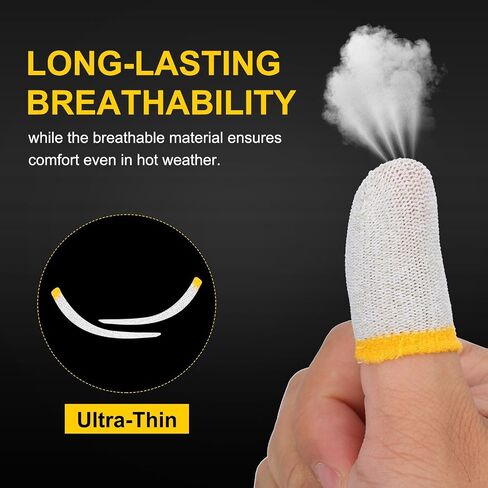 PATIKIL Controller Finger Thumb Sleeve, 24 Pack Mobile Gaming Finger Sleeve Fiber Tip Gloves Anti-Sweat Breathable for Phone Game Touchscreen Devices, White/Yellow in Saudi Arabia