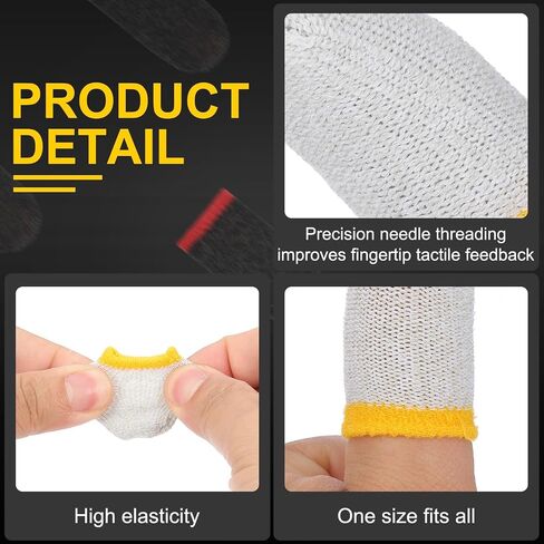 PATIKIL Controller Finger Thumb Sleeve, 24 Pack Mobile Gaming Finger Sleeve Fiber Tip Gloves Anti-Sweat Breathable for Phone Game Touchscreen Devices, White/Yellow in Saudi Arabia