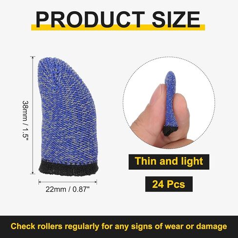 PATIKIL Controller Finger Thumb Sleeve, 24 Pack Mobile Gaming Finger Sleeve Fiber Tip Gloves Anti-Sweat Breathable for Phone Game Touchscreen Devices, White/Yellow in Saudi Arabia