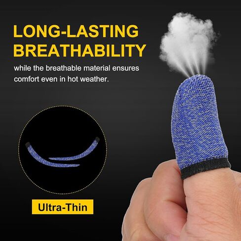 PATIKIL Controller Finger Thumb Sleeve, 24 Pack Mobile Gaming Finger Sleeve Fiber Tip Gloves Anti-Sweat Breathable for Phone Game Touchscreen Devices, White/Yellow in Saudi Arabia