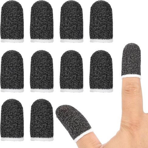 PATIKIL Controller Finger Thumb Sleeve, 24 Pack Mobile Gaming Finger Sleeve Fiber Tip Gloves Anti-Sweat Breathable for Phone Game Touchscreen Devices, White/Yellow in Saudi Arabia