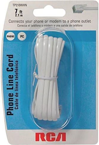 Audiovox 7' Line Phone Cord - White - Modular Line Extension Cord, Modular Plugs At Both Ends and Is Compatible With 2 Or 4 Wire Systems in Saudi Arabia