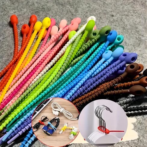 30PCS Silicone Cable Straps Cord Organizer for Bundling Earphone,4.72 in, Reusable Cable Management Organizer, Organizer in Home,Office,Kitchen,School in Saudi Arabia