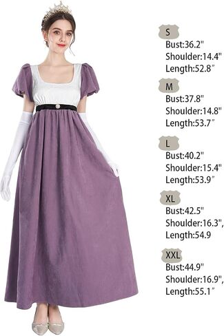 CR ROLECOS Womens Regency Dress Jane Austen Vintage Dress Long Sleeve Tea Gown in Saudi Arabia