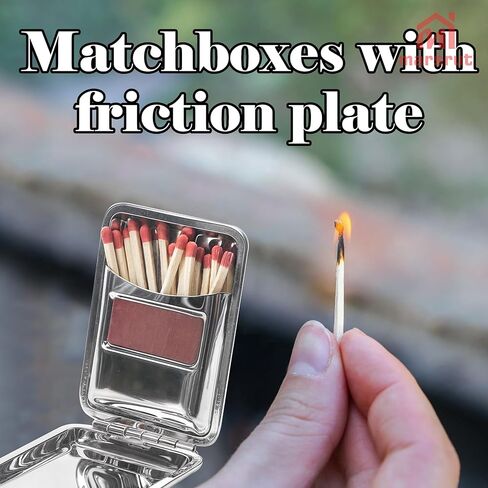 2pcs Metal Match Match Case Factless Steel Bostboxes مع مهاجم لوحة الاحتكاك ، MatchStick Holder Mini Vintage تخزين محمولة قابلة لإعادة الاستخدام في المدفأة المائية في الخارج للتخييم الأسود في الهواء الطلق in Saudi Arabia