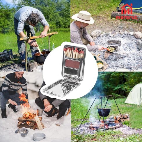 2pcs Metal Match Match Case Factless Steel Bostboxes مع مهاجم لوحة الاحتكاك ، MatchStick Holder Mini Vintage تخزين محمولة قابلة لإعادة الاستخدام في المدفأة المائية في الخارج للتخييم الأسود في الهواء الطلق in Saudi Arabia