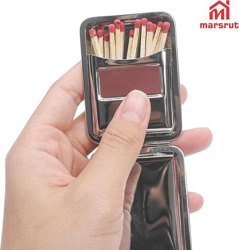 2pcs Metal Match Match Case Factless Steel Bostboxes مع مهاجم لوحة الاحتكاك ، MatchStick Holder Mini Vintage تخزين محمولة قابلة لإعادة الاستخدام في المدفأة المائية في الخارج للتخييم الأسود في الهواء الطلق in Saudi Arabia