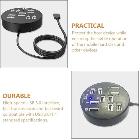 Housoutil USB SPLITTER 10 PORT USB HUB محمول ملحق بيانات DATARATY CABLE COLLECTION in Saudi Arabia