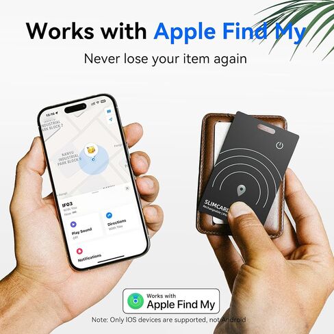 حزمة بطاقة تعقب Bluetooth Wallet-1 ، 0.07 في بطاقة Finder Thin Wallet تعمل مع Apple Find My (iOS فقط ، وليس لنظام Android) ، وبطاقة iPhone الذكية ، ومتتبعات Bluetooth لجوازات السفر والهاتف والهاتف (الأسود) in Saudi Arabia