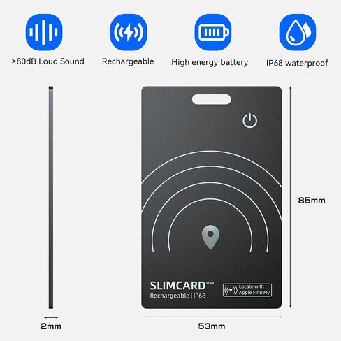 حزمة بطاقة تعقب Bluetooth Wallet-1 ، 0.07 في بطاقة Finder Thin Wallet تعمل مع Apple Find My (iOS فقط ، وليس لنظام Android) ، وبطاقة iPhone الذكية ، ومتتبعات Bluetooth لجوازات السفر والهاتف والهاتف (الأسود) in Saudi Arabia