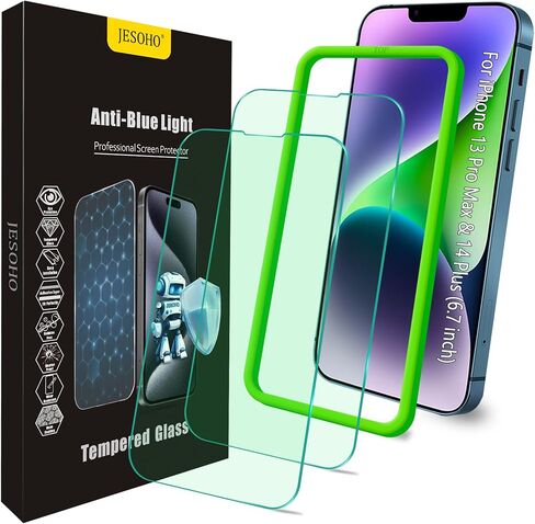 واقي شاشة الضوء الأزرق لجهاز iPhone 16e iPhone 13 iPhone 13 Pro & iPhone 14 (6.1inch) ، فيلم زجاجي مقاوم للعيون ، مقاوم للخدش ، بدون فقاعة مع طقم تثبيت سهلة ، 2 حزمة in Kuwait