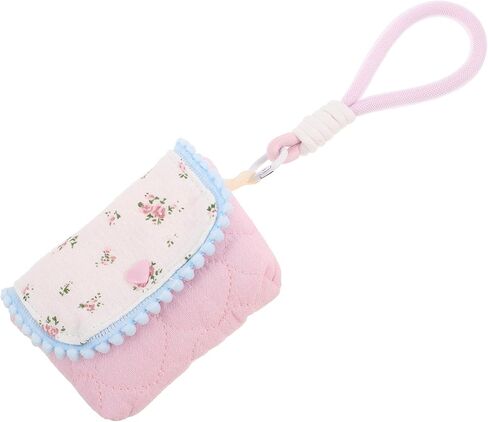 LOGOFUN Floral Cotton Camera Protective Pouch Portable Small Travel Organizer for Outdoor Photography Accessories - Pink in Saudi Arabia