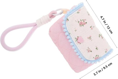 LOGOFUN Floral Cotton Camera Protective Pouch Portable Small Travel Organizer for Outdoor Photography Accessories - Pink in Saudi Arabia