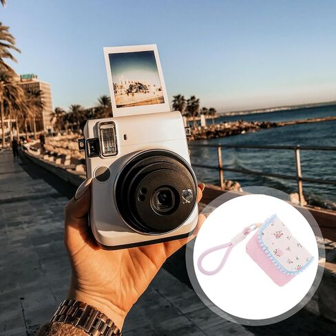 LOGOFUN Floral Cotton Camera Protective Pouch Portable Small Travel Organizer for Outdoor Photography Accessories - Pink in Saudi Arabia