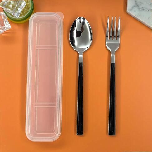 3 Pcs Portable Travel Utensils, Stainless Steel Reusable Ware for Lunch Camping School Picnic Workplace, Lunch Box Includ Fork,Spoon with Case in Saudi Arabia